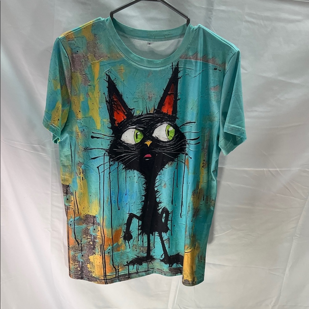 Colorful Cat Graphic T-Shirt